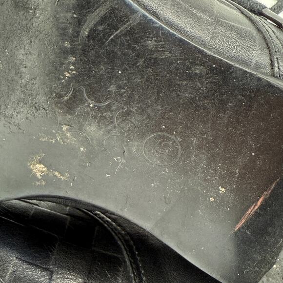 Vtg Guccini Women Leather Heeled Oxford Size 5.5 Square Toe Italy Model off Duty - Picture 7 of 12